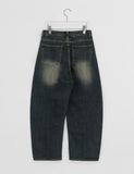 Yukan Cut Washing Denim Balloon Wide Pants
