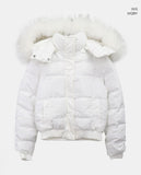 Rayoon fur hooded short zip-up padding