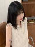 Miut Linen Twist Collar Half Zip-up Vest