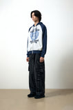 DOODLE HEART RAGLAN SWEAT ZIP UP HOODIE