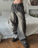 Stopper Washing Wide Cargo Denim Pants