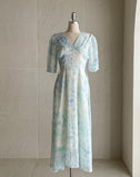Teilrin Chiffon Shirred Long One Piece