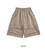 Bulky pintuck cargo Bermuda pants