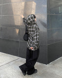 Edo Overfit Check Hood Shirt