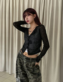 Leah Side Pintuck Ribbed Cardigan