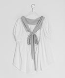 Kahini Off-shoulder Tie Shirring Short Sleeve Tee