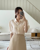 Rubille Collar See-through Frill Blouse