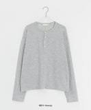[unisex] Yansa Henley Neck Long Sleeve Tee