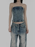 Ridi cut washed denim top