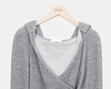 Jinu Sleeve Button Ribbed Wrap Hoodie