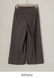 Shuk Herringbone Banding Brushed Wide Crop Slacks Pants