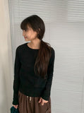 [BAONHAUS] Benir Round Ribbed Long Sleeve Tee