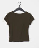 Rucku Rivet Shirring Short Sleeve T-Shirt