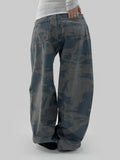 Camo wide denim pants