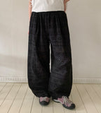 Nibont Summer Embroidery Punching Banding Wide Pants