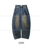 Late Back Leather Pocket Denim Pants