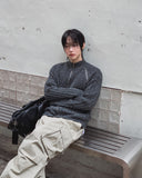 Kennen Fingerhole Wool Knit Zip-up