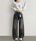4 Season Basic Wide-Fit Washed Denim Pants