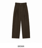 Melo Belted Two-Tuck Wide Slacks