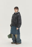 [BAONHAUS] Linmove Glossy Pocket Ribbon Hood Padding Jumper