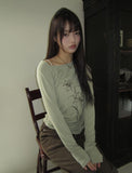 Roden One-Shoulder Flower Print Long-Sleeve T-Shirt
