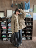 Taomi Fleece Corduroy Duffel Hood Half Coat