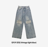 Robe wide damaged denim pants