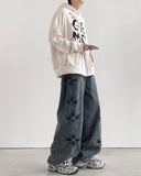 Soil Washing Cross Denim Pants