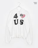 Pekit Stars and Stripes Heart Print Two-Way Zipper Long Sleeve Hooded Zip-Up