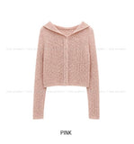 Louve Slub Knit Hooded Cardigan