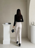 Inmode Brushed Banding Straight Slacks Pants