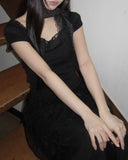 Vucky Lace Square Neck Slim Short Sleeve T-shirt