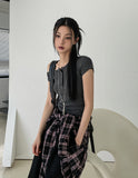 Needs ribbed button unbalanced shoulder t-shirt