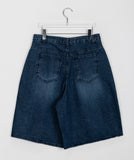 Shuming washed denim half pants