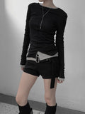 Rat Cut Boat Neck Long Sleeve Tee