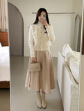 Cashew Nut Pin-Tuck Flared Long Skirt