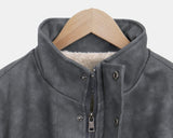 Peoen High Neck Fur Suede Jacket