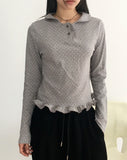 Sotten Mini Dot Polka Dot Frill Collar T-Shirt