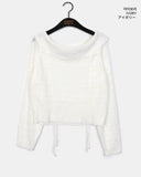 Shume Punching Openwork String Off-Shoulder Knit