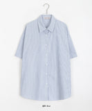 [BAONHAUS] Nokia Stripe Over Short Sleeve Shirt