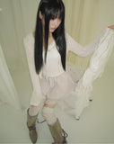 Putine Lace Satin Mini Skirt