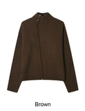 Ray-fun mix diagonal knit zip-up