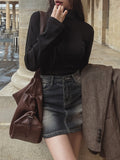 Lao washing denim mini skirt