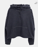 Gien Stripe Button Hooded T-shirt