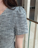 Hene V-neck Bokashi Peplum Jacket Blouse