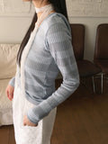 Tutu Stripe U Neck Slim Hood Long Sleeve T-Shirt