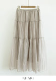 Miel Chiffon Pleated Tiered Long Skirt