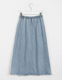 Shuku tassel banding denim long skirt