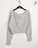 Nize Wool One Off Shoulder Cropped Long Sleeve Knit