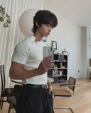 Slowy Button Muscle Fit Ribbed Short Sleeve T-shirt